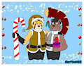 A Tanuki and a Bear celebrating Christmas (Art Commission)