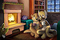 Cozy Evening by the Fireplace
