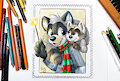 Raccoons Christmas Stamp