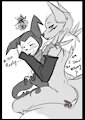 Renamon and Impmon by MaskKatze