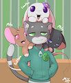 A cat, a rat, Mila, and a bunny rabbit