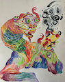 Rainbow Smoking Dragon by dragondroolart
