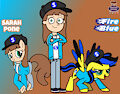 Sarah and their two OCs ponies Sarah Pone and FireBlue
