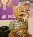 Adolescent Lion With Alto Sax