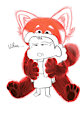 Sketchy drawing about ShinChan's neighbor get hugged by a gigantic red panda