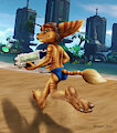 Ratchet enjoying summer at the beach by superkubo