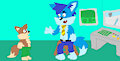 Animator Igor Showing Astraligor His Work Place