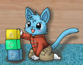 Ace playing with blocks by Acelionheart