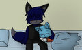 ace sleeping in his big brothers arms by Acelionheart