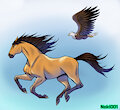 Spirit running with Eagle by Noki001