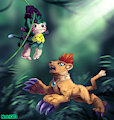 Koemon and Liollmon by Noki001