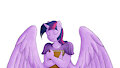 Color Art: Princess Twilight Sparkle hugging a book
