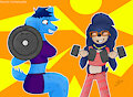 At the gym with Ugly Sonic