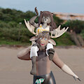 Collette and Garret goofing off at the beach