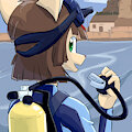 Fio trying new wetsuit