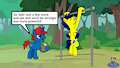 PonySeb 2.0 does pull-ups with his friend Train Track