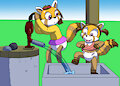 Sophie N Sadie at the Pump -By CoffeehoundJoe-
