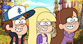 Dipper Pacifica and Mabel with a nervous grin by SebGroupArts2009