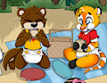 Picnicking otters.