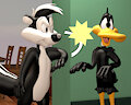 Pepe slaps Daffy by PapaDragon69