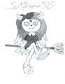 Claire on a broom (Traditional drawing)
