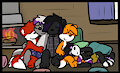 Comfortable Cuddle-pile (Art by Sachidog) by TsunderePanda
