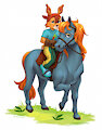 Periwinkle Bellflower riding a Horse by Rayley