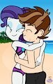 (EqG) Seb the Pony giving a big hug to Rarity at the beach