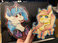 Traditional Badges Fluttershy Vinyl Scratch by BasketCaseyArt