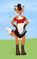 [Commission] Naughty wind pulls skirt down, alternative