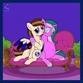 Couple before parents of a foal