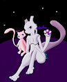 Mew and Mewtwo by lukkenlk
