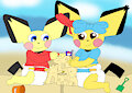 Sand Castle Pichus -By NormalPhantasm-