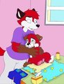Foxy and  his  mom!(Gift  art) by abdl86