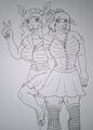 Lineart of Doe and Goat by draftatheart