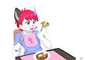 Eating some pancakes