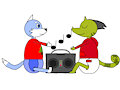 Listenin' to some tunes.