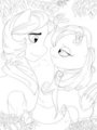 Line art: Butterscotch and Fluttershy