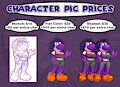 Character pic prices