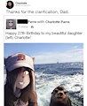 Charlotte & dad's facebook shenanigans.