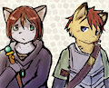 Swordsman ♀ and Witch ♂ by Flaxia