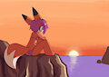 Red Fox - Watching the sun rise/set by Raikoo