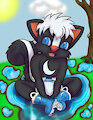 Puddle Splashing by OzzieKitSkunk