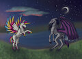 Unicorn and Thestral - Commission by NightWolf714