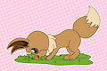 An eevee chowing down on some carrots
