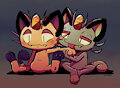Meowth licks Meowth