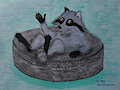 Raccoon in a Tire by MoyomongooseRatedG