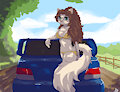 Ellie and Subaru Impreza by AviFoxArtist