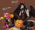 Commission: Mitsy and Damien Carving Pumpkins by ItsyMitsy