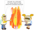 Angry Dad and Popuko burning Internet Battles
